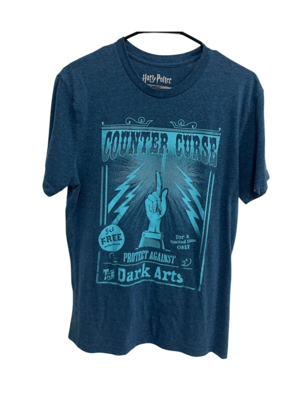 Harry Potter OS Dark Arts Counter Curse Graphic T-Shirt Blue Movie Wizardcore